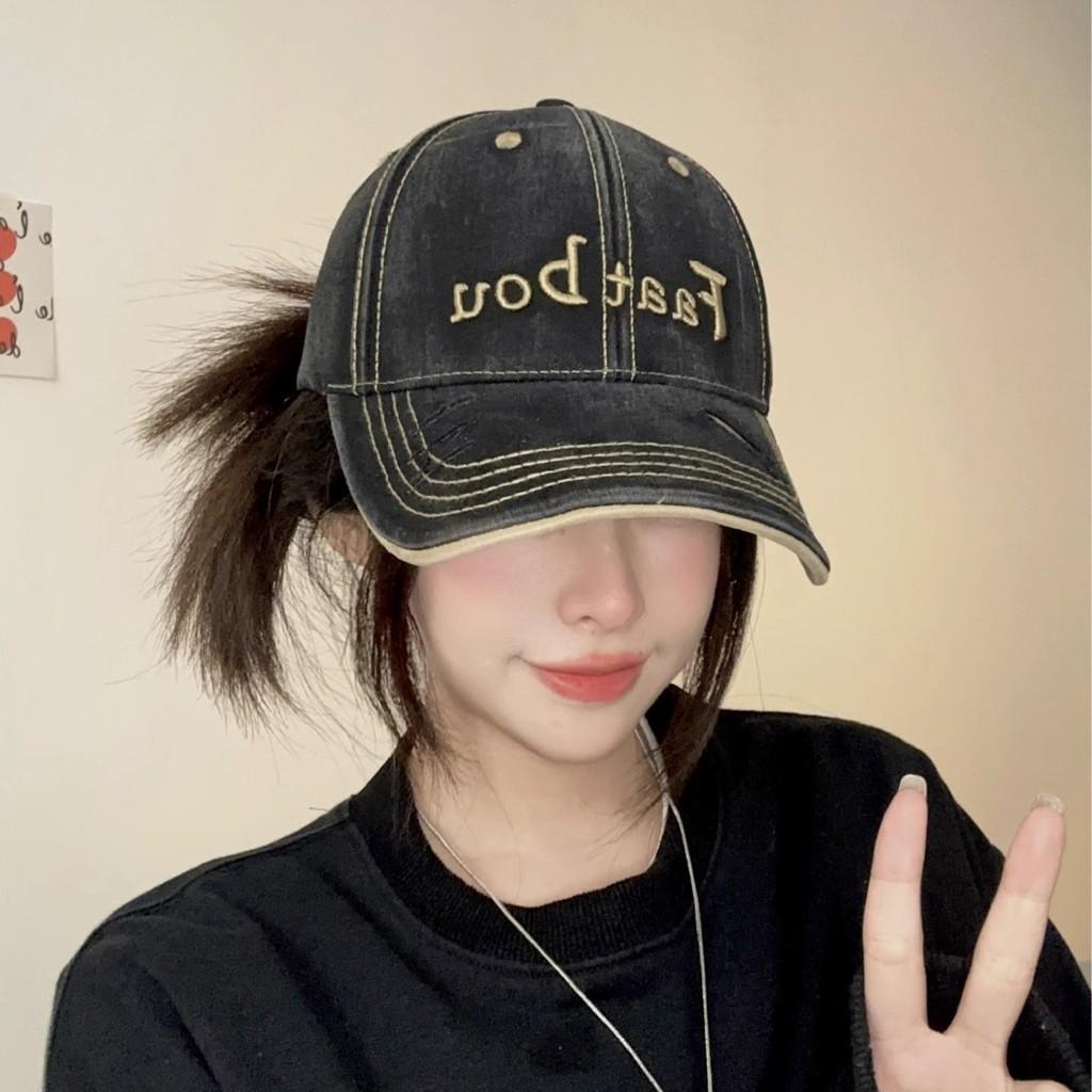 Faatbou Baseball Cap With Embroidered Letters Black For Casual Streetwear