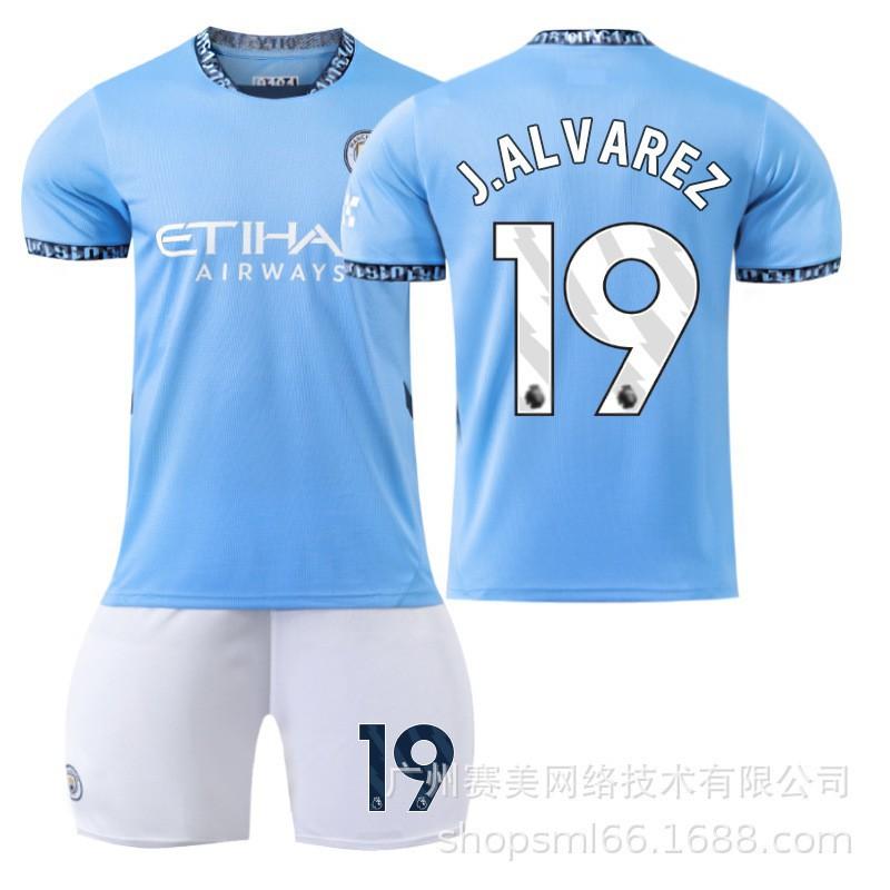 Manchester City Heim-Fußballtrikots 9 Harland 47 Forden 19 Alvarez 11 Doku 2425 Trikot-Set
