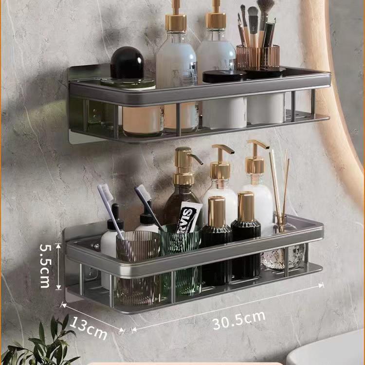 Punch-Free Bathroom Cabinet Shelf: Wall-Mounted Storage Rack for Toiletries & Washstand Supplies