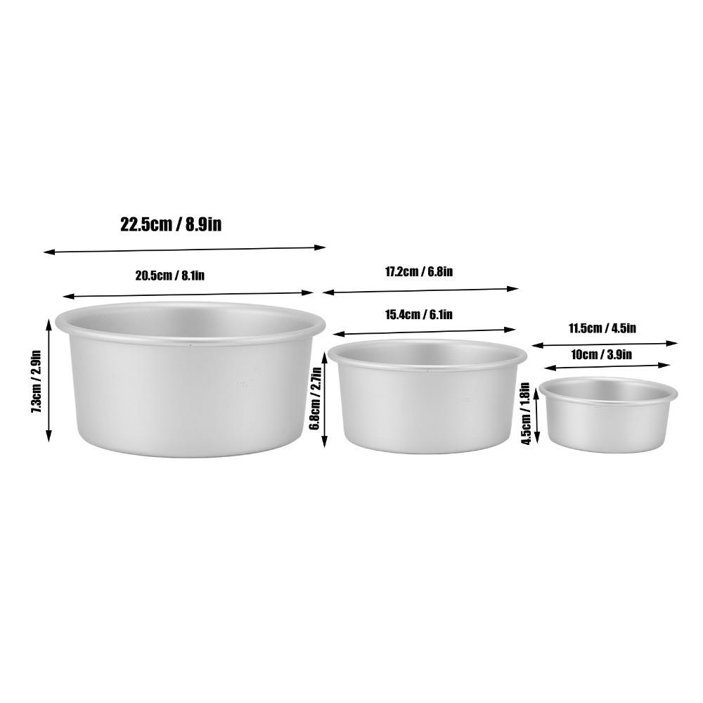 3pcs Anodized Finish Round Cake Pan Aluminum Alloy Removable Bottom Cake Pan  Cake Baking