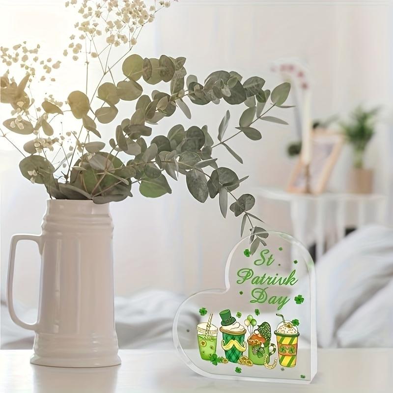 Vintage Acrylic Sign, St. Patrick's Day Gifts and Decorations for Tables, Desks, Shelves, Fireplaces In Living Room & Bedroom -Happy St. Patrick's Day