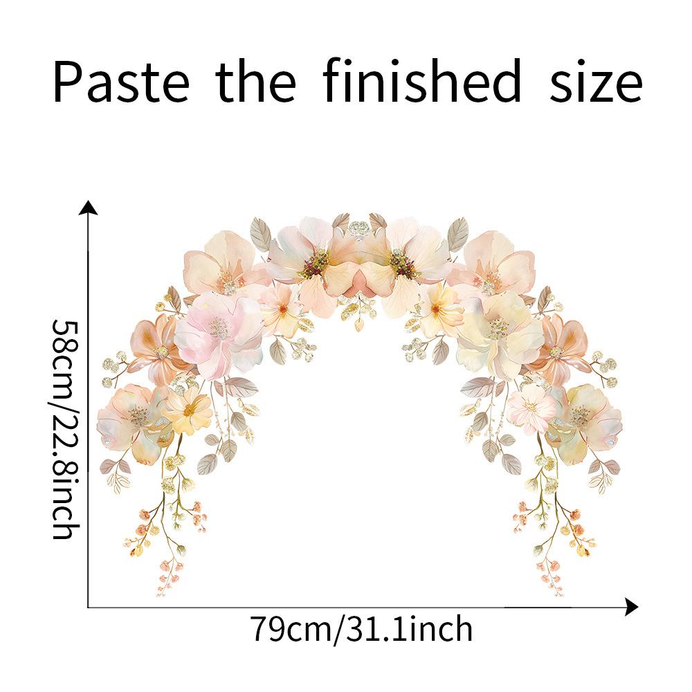 Färsk Akvarell Blomma Blad Väggklistermärke Självhäftande Avtagbar för Sovrum Vardagsrum Bakgrundsvägg Dekoration