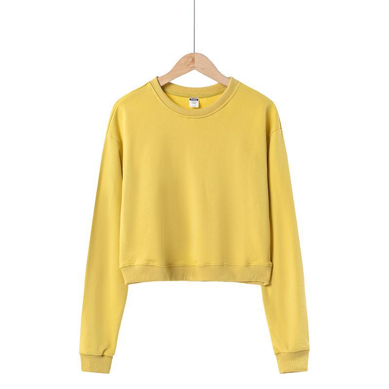 Women's Trendy Cropped Round Neck Sweatshirt – Spring/Autumn Loose Fit