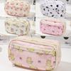 Bear Large Capacity Pencil Case Aesthetic Stationery Storage Bag Cute Animal Pencil Bag  Student