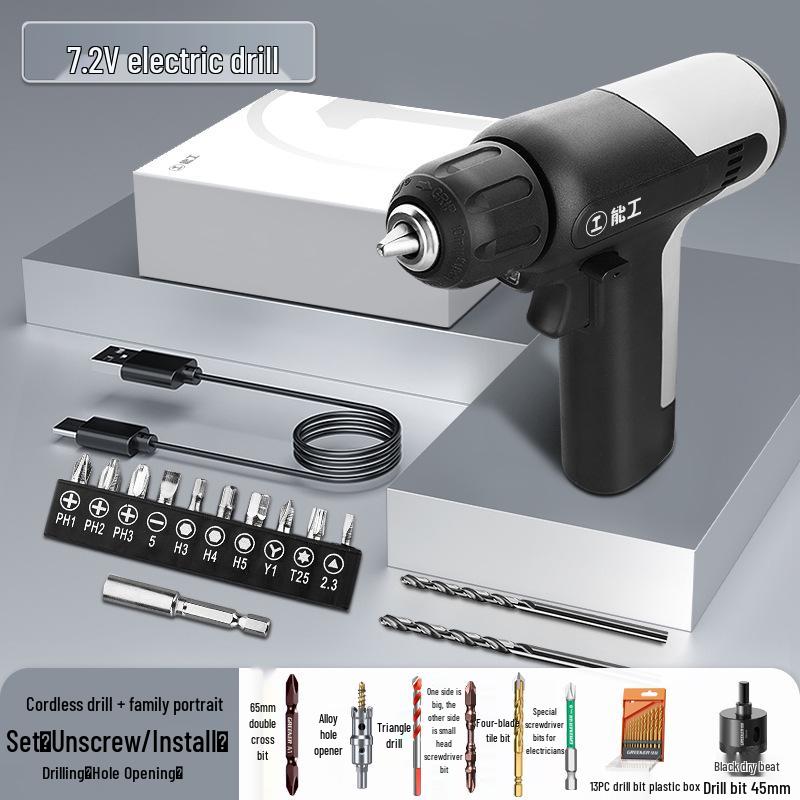 Green Forest 7.2V Cordless Drill/Driver, Multi-functional Electric Screwdriver, Rechargeable Home Tool Set.