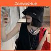 Black Chic Summer Bucket Hat For Women Versatile Japanese Korean Style Material Acrylic