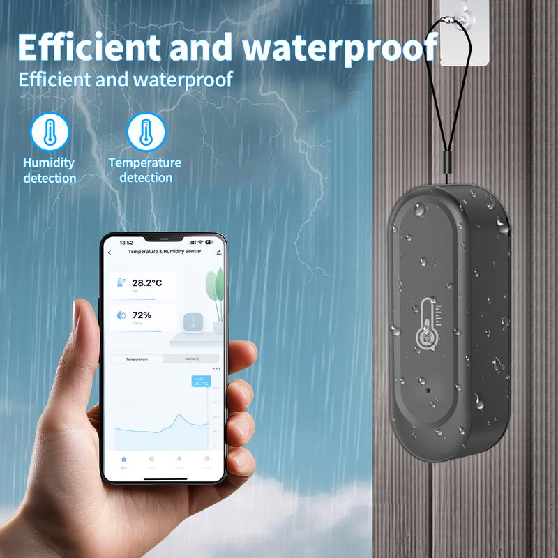 WIFI Temperatur- und Feuchtigkeitssensor IP65 Outdoor Wasserdicht Tuya APP Neuer Hygrometer Thermometer Sensor Unterstützung Alexa Google