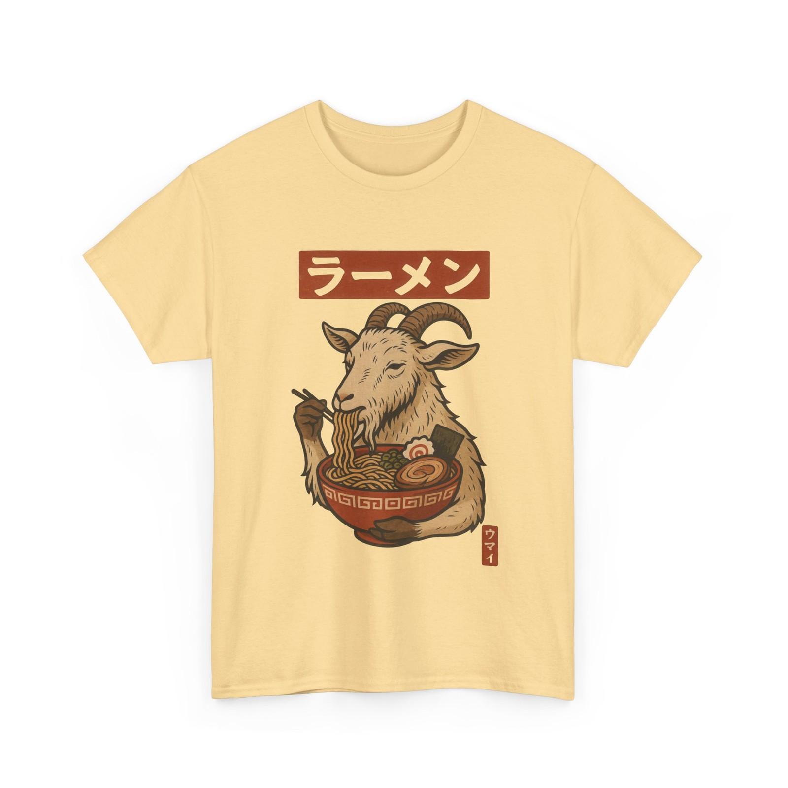 Ramen Eating Japanese Goat Unisex Heavy Cotton Tee | Foodie Gift, Anime Shirt 2XL