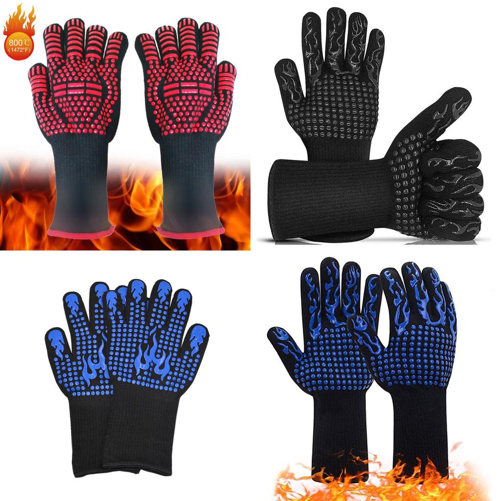 Luvas Resistentes ao Calor para Churrasco com Pegada de Silicone para Grelhar e Cozinhar ao Ar Livre