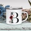 Alphabet Blumen A-Z Vintage Emaille Kaffee Tee Tassen Urlaub Camping Getränke Saft Bier Tassen Zuhause Büro Milch Tasse Geburtstagsgeschenke