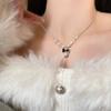 "True Love is Flawless" Bow Pendant Pearl Necklace Women's New High-end Light Luxury Clavicle Chain