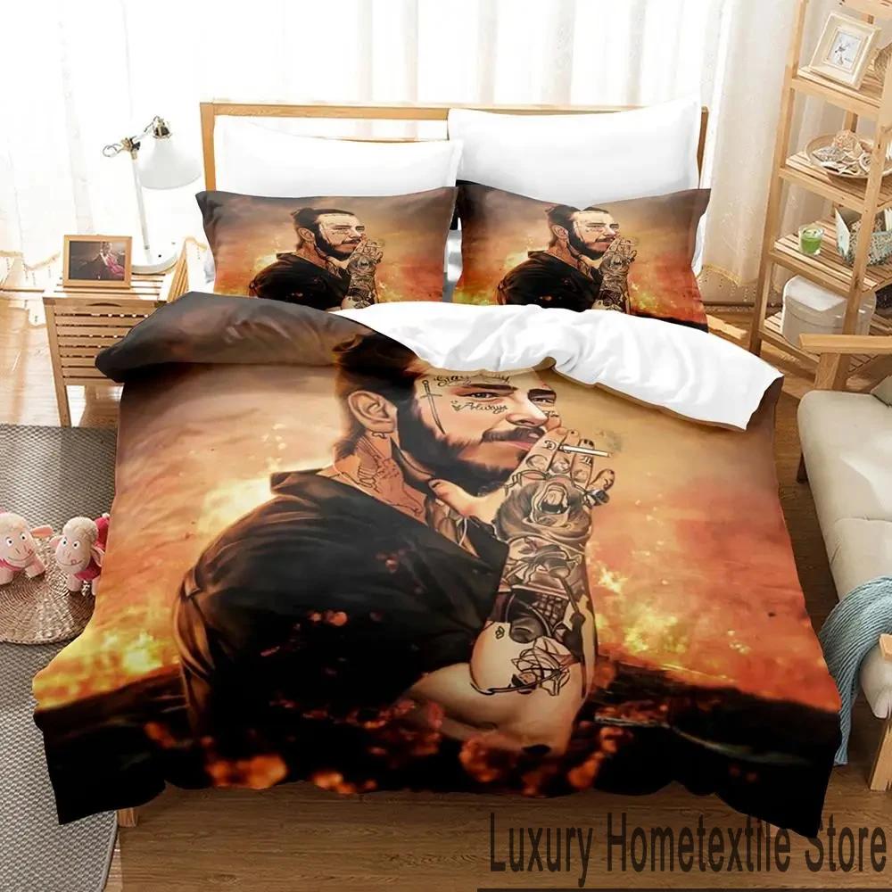 3D Print Post Malone Bedding Set Boys Girls Twin Queen King Size Duvet Cover Pillowcase Bed Boys Adult Home Textileextile