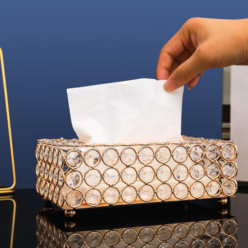High Quality Artificial Crystal Napkin Box Paper Office Napkin Box Decorative Detachable Napkin Box |
