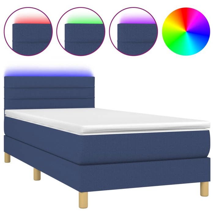 Maison Exclusive - Sommier à lattes de lit avec matelas et LED Bleu 80x200cm Tissu