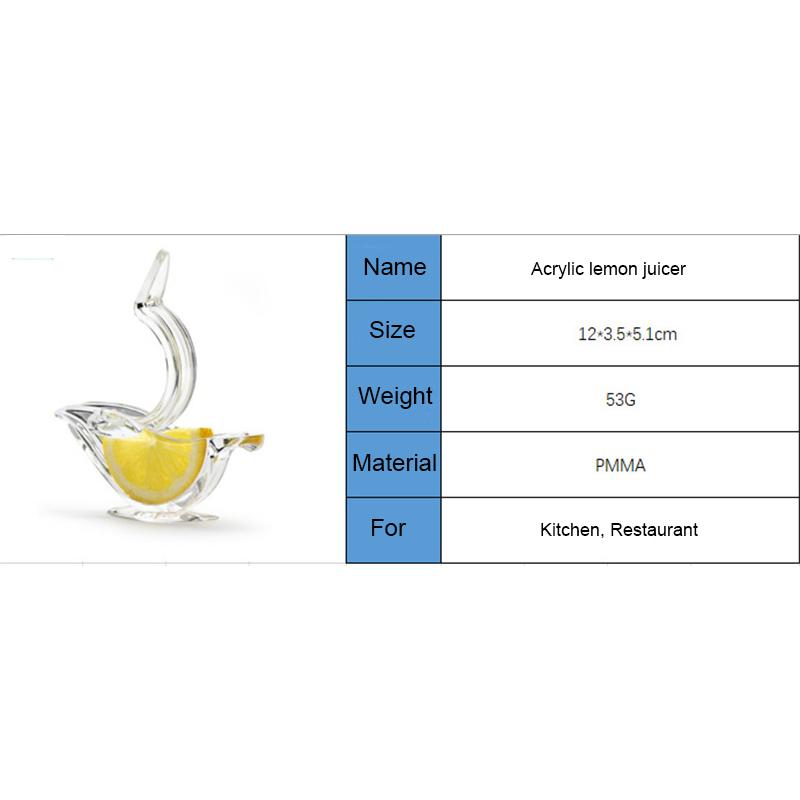 1 STK Akryl sitronpresse Håndholdt sitronsaftpresse Fugleform Manuell appelsin sitruspressepressepressepresse kjøkkenverktøy