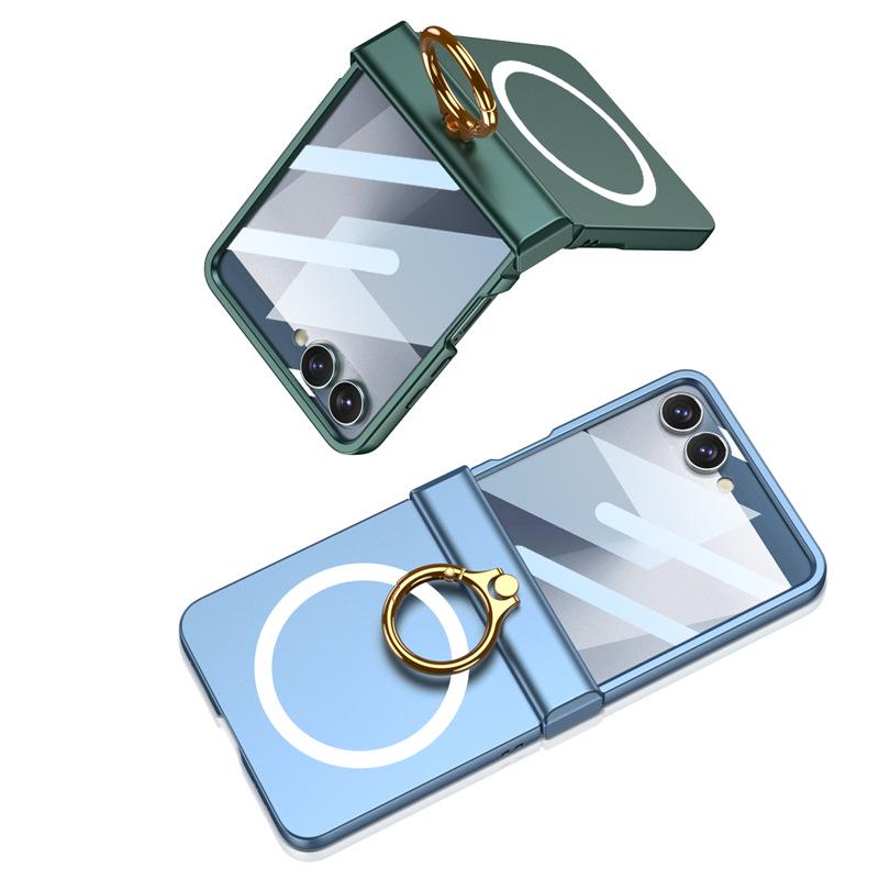 GKK Samsung Z Flip 7 Small Folding Hinge Full Coverage Shell with Finger Ring Buckle and Frosted Hard Shell