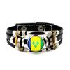 Factory National Country Flag Design Bracelet Crystal Bead Snap Button Sports National Team Jewelry Gift Leather Wrap Bracelet