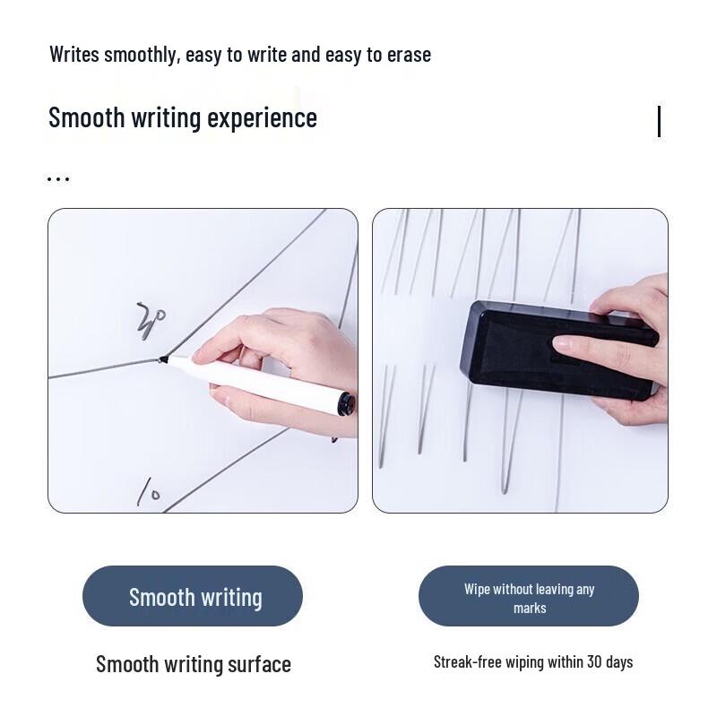 Deli 180x90cm Magnetic Tempered Glass Whiteboard with H-Stand