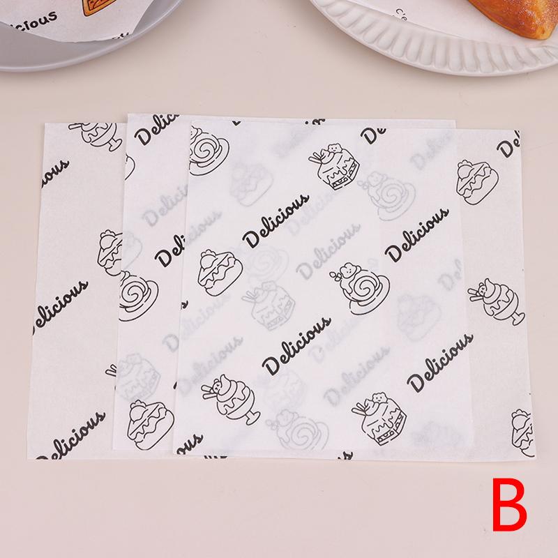 50Pcs Food Grade Baking Wax Paper Food Wrappers For Cake Pastry Wrapping Grease Paper For Festival Party Bread Burger Oilpaper