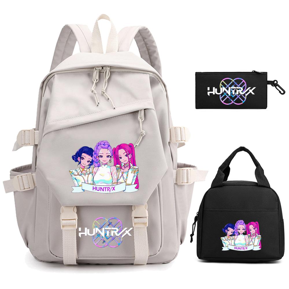 3 Stück/Set Cartoon Kpop Dämonenjäger Bedruckter Rucksack für Teenager Junge Mädchen Kinder Große Kapazität Schultasche Studenten-Buchtasche Damen Reisetasche Mochila