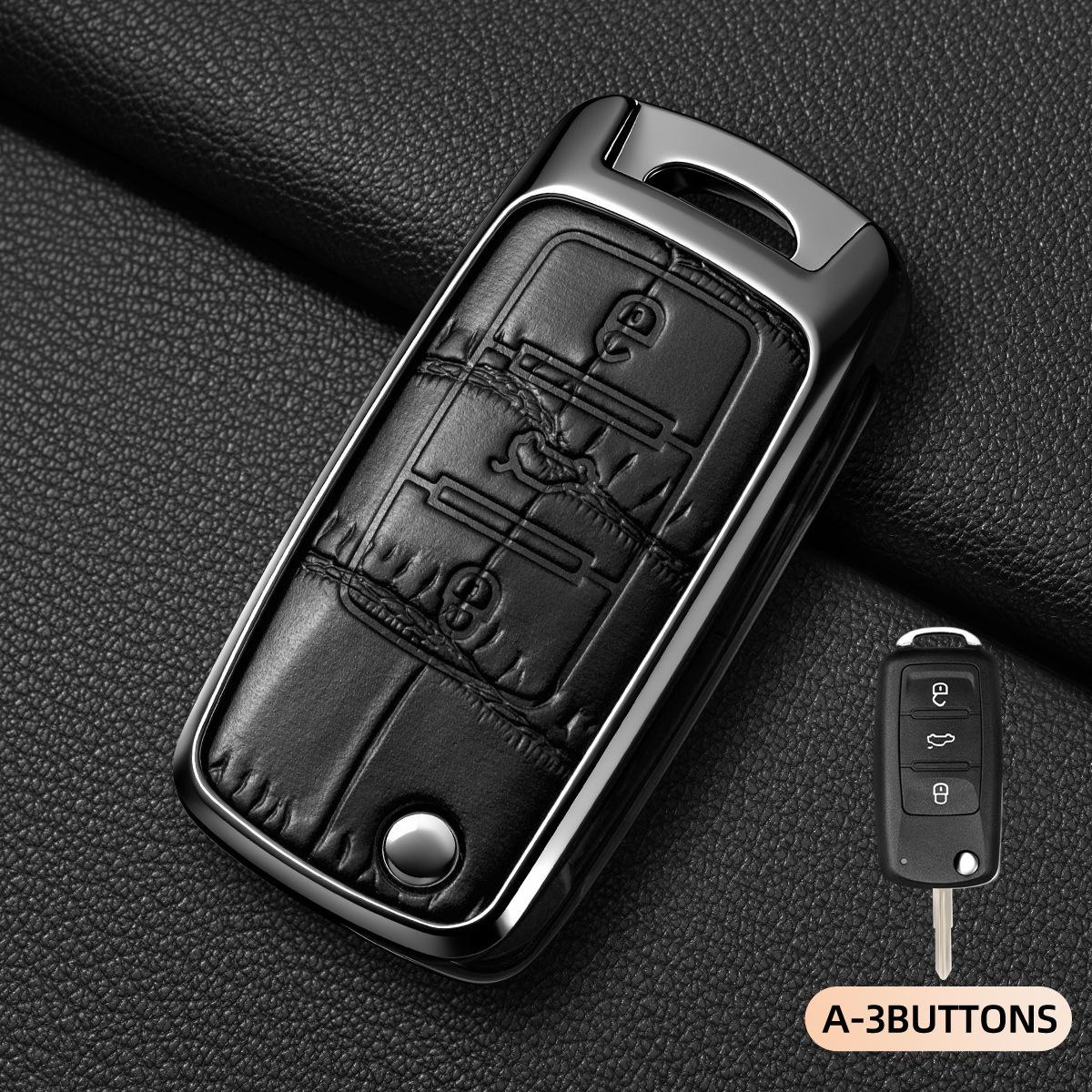 Volkswagen Passat Key Cover 2017/2018: Protective Case with Hook for Easy Modification. Crocodile Texture
