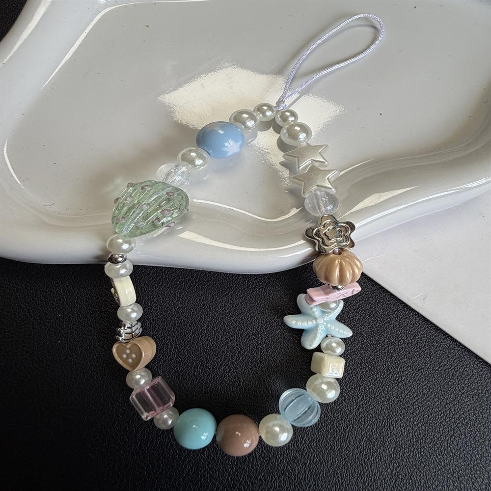 Original Sunflower Sea Star Beaded Phone Chain with Cute Camera Pendant