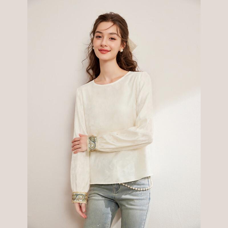 Bailuyu Neo-Chinese Style Jacquard Long-Sleeve Blouse