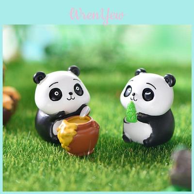 Urocze żywiczne figurki pandy do dekoracji miniaturowego ogrodu DIY, w uroczym kreskówkowym stylu
