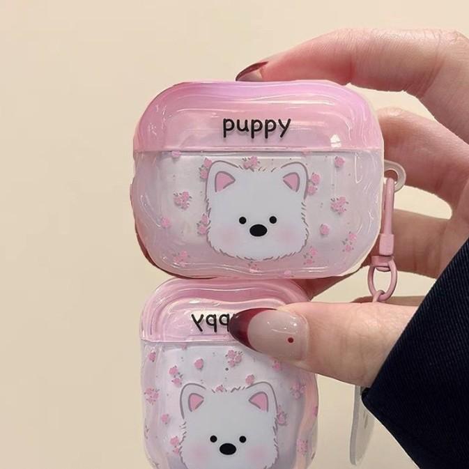 Pink Flower Puppy AirPods 1/1/1/1/1 Apple Earphone Case Pro/Pro1 Bluetooth Earphone Case
