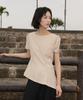 DEHEVE Unbalanced Frill Blouse [Beige]
