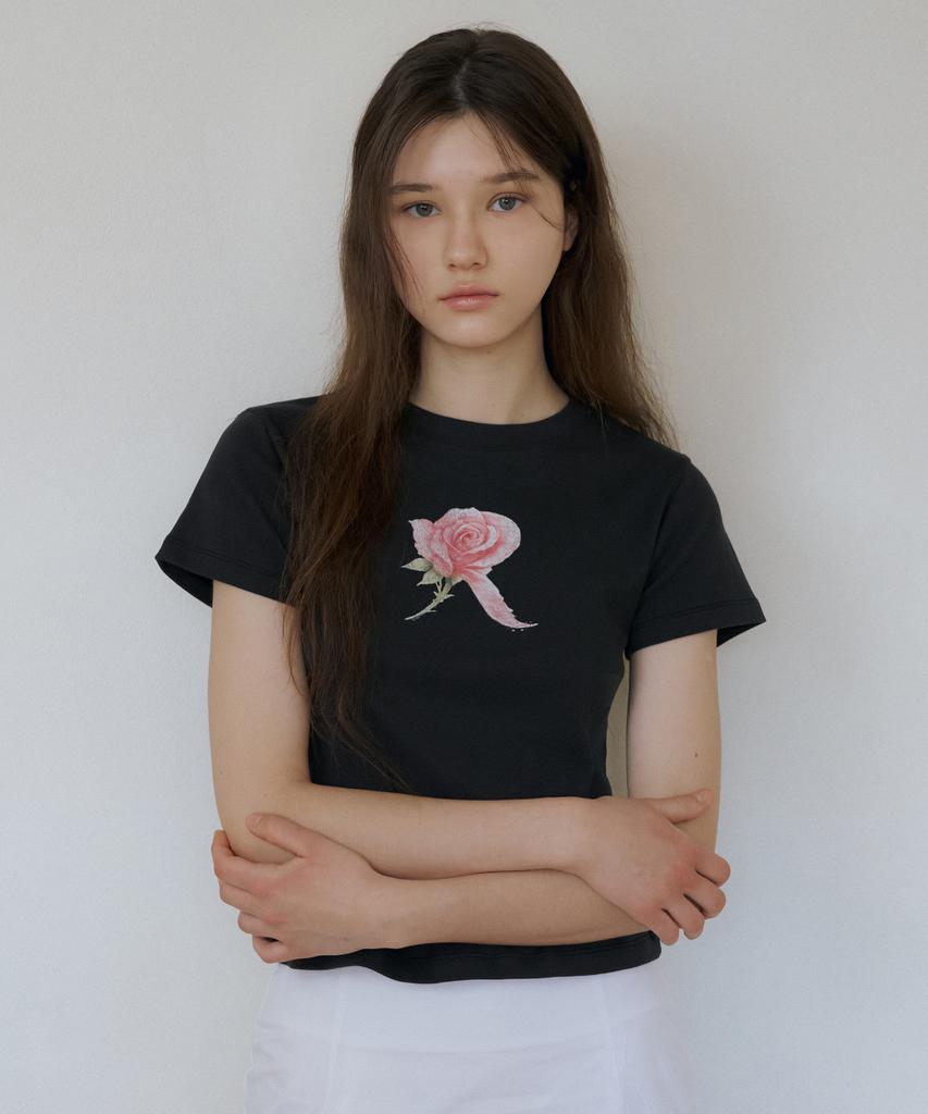 REORG R Rose Slim T-Shirt Charcoal