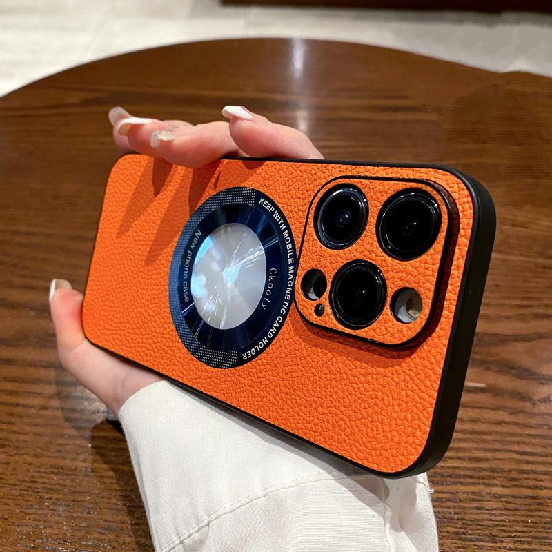 

Кожаный чехол из ТПУ с магнитным железом и логотипом личи, чехол для Magsafe для iPhone 14 13 12 Pro Max 11