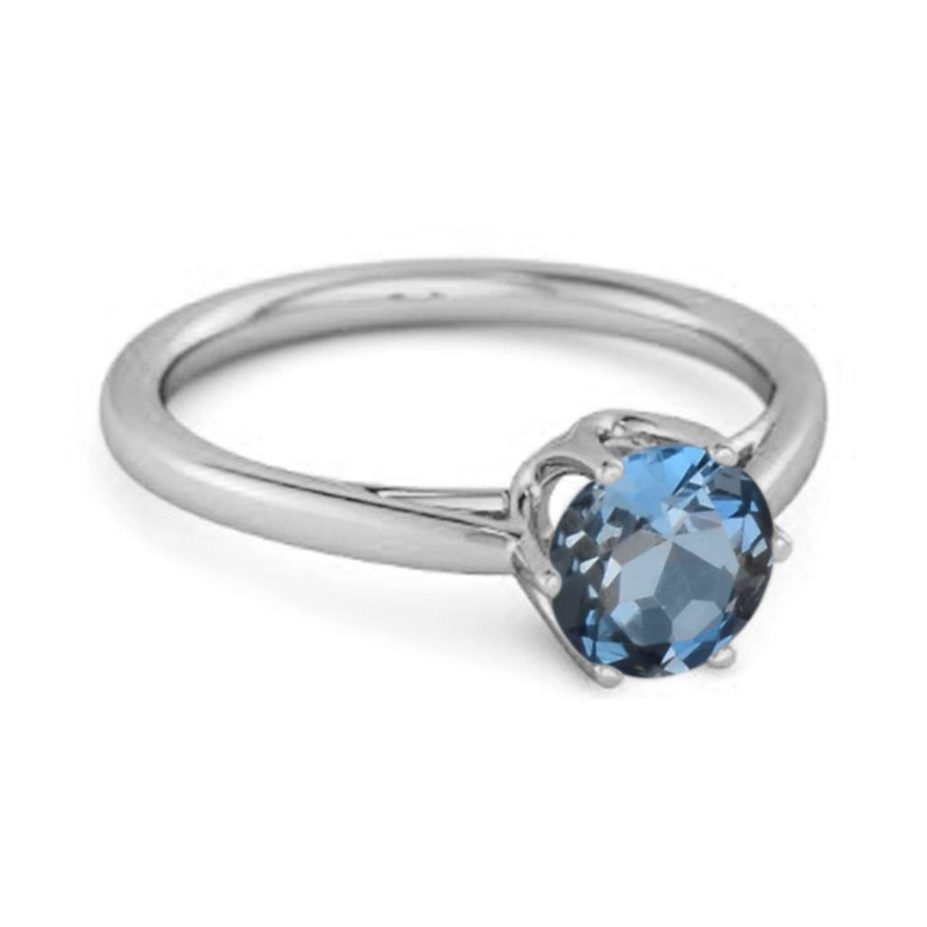 London Blue Topaz Classic Solitaire Ring - 925 Sterling Silver