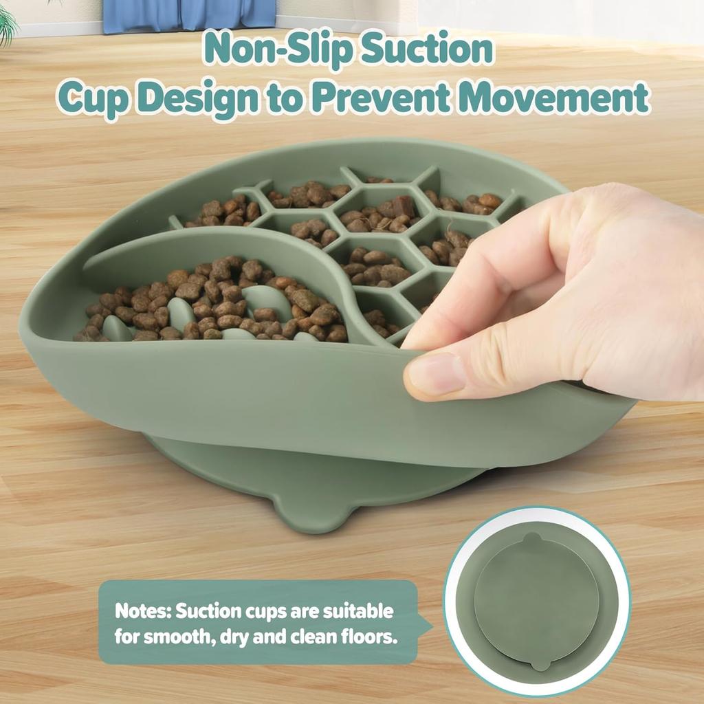 Slow Feeder Dog Bowls, Silicone Pet Food Bowls with Suction Cups, Non-Slip Dog Feeding Slow Down Pet Eating Speed for Fast Eaters, Anxiety Relief &