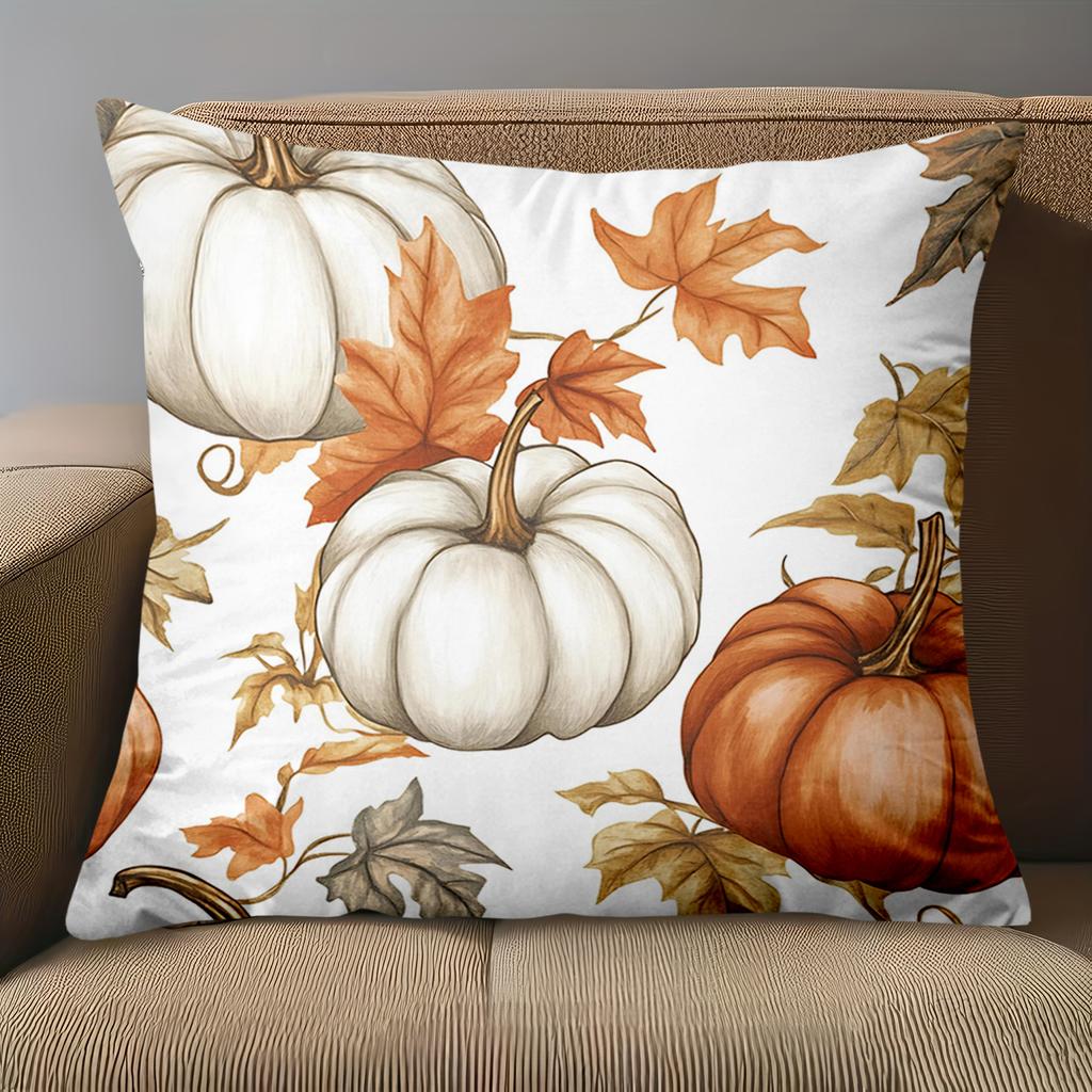 1 pieces -2D flat printing Autumn Pumpkins And Leaves Patterned Cushions Polyester pillowcase, sofa decorative cushion cov