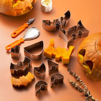 Set per Intaglio Zucca di Halloween Cottura Acciaio Inossidabile Stampino per Biscotti Creativo Fai da Te Strumenti per Intaglio Luce Zucca
