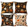 Halloween Themed Pillowcases with Owls, Pumpkins, Bats & Leaves - Spooky and Cozy Decor for Your Home Sofa Cushion Cover