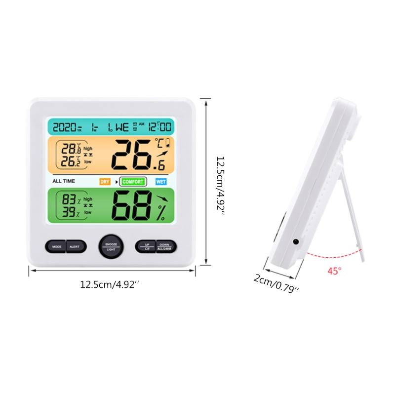 High Precision Temperature Humidity Meter Color Display Weather Thermometer Alarm Clock Desktop Decorations for House