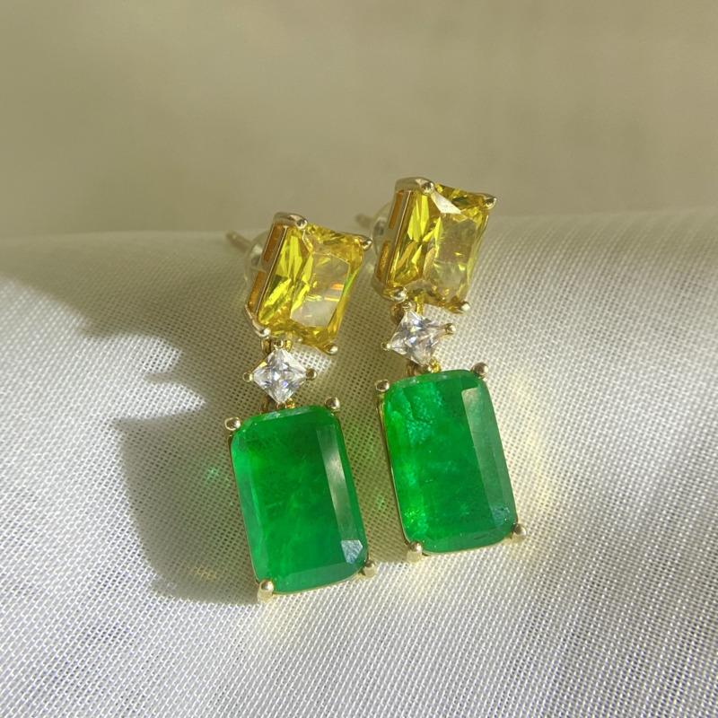Gica Gema Emerald Earrings For Women 925 Sterling Silver Unique Design Romantic Fine Earrings Jewelry Wedding Party Gifts New Trend