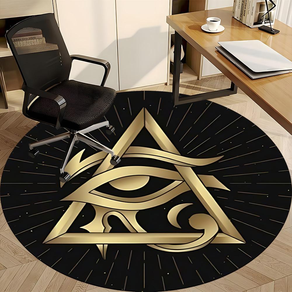 1pc Eye Pyramid Office Round Area Rug,  Mat Suitable For Office, Under Office Chairs Bedroom Living Room Home Decor, Room Deco