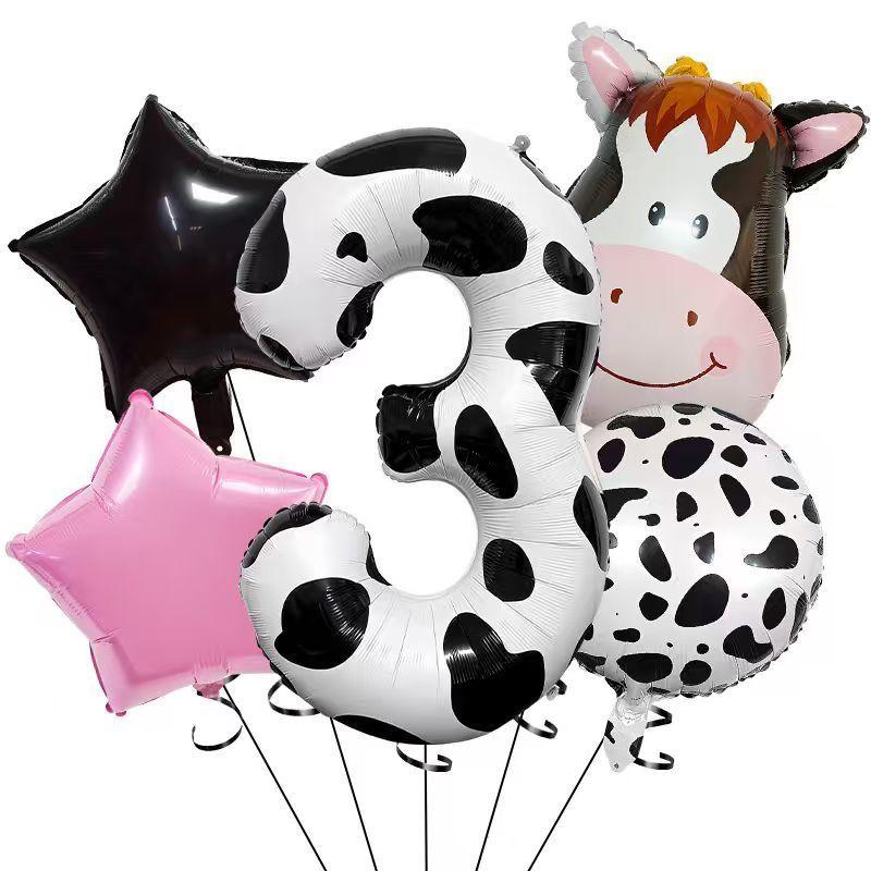 Cattle-themed Digital Balloons Set for Children's Birthday Party Decoration Balloon Set