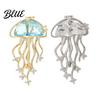 Daily Wear Brooch Women Blue Faux Crystal Jellyfish Shape Lapel