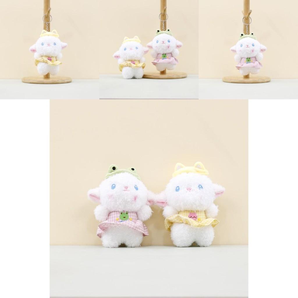Charming Pink And Yellow Flower Dress Sheep Plush Doll Ideal For Keychain Decoration