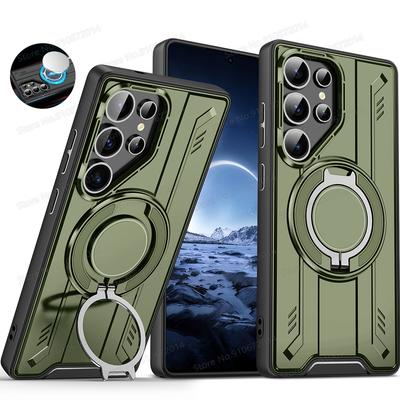 Για Magsafe Περιστρεφόμενη Αναδιπλούμενη Βάση Θήκη Τηλεφώνου Για Samsung Galaxy S25 Ultra S24 S23 Plus S22 S24 Ultra FE Μαγνητική Αντικραδασμική Κάλυψη