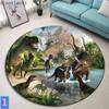 Dinosaur Dragon Design Round Printed Floor Mats Children's Bedroom Living Room Carpet Home Decor Round Floor Mats Anti-Slip Mats