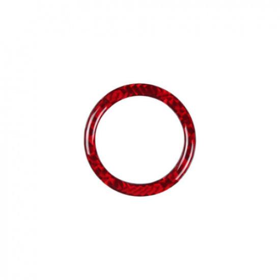 Red Carbon Fiber Engine Start Stop Button Ring Trim For BMW 3 E90 E92 E93 05-12
