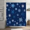 Christmas Shower Curtain, Snowflake Design, Waterproof Fabric, Blue Decorative Bathroom Liner for Bathtub, Perfect Gift Ideas