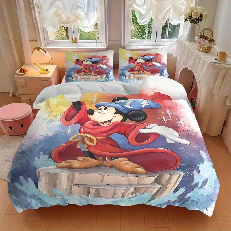 3pcs Colorful Art Mickey Bedding Set - 1 Soft Quilt Cover + 2 Pillowcases, Machine Washable - Suitable for All Seasons, Perfect Gift for Family a