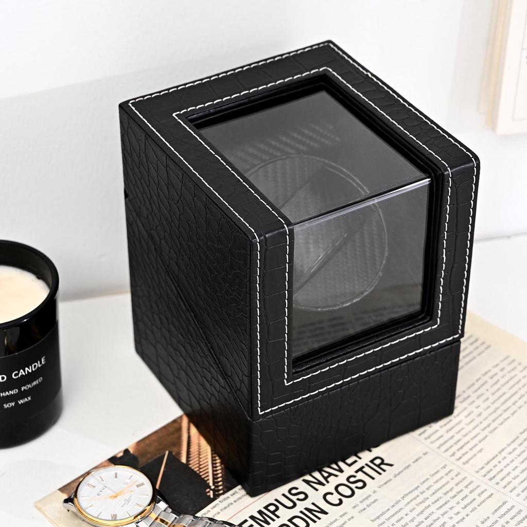 Leather Automatic Watch Winder Box with Motor Rotator
