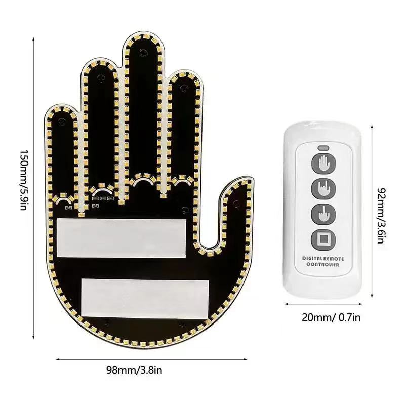 1 Set Auto-Fingerlicht mit Fernbedienung Cooles lustiges Auto-Innenlicht Finger Up LED Mittelfinger Handlampe Autozubehör